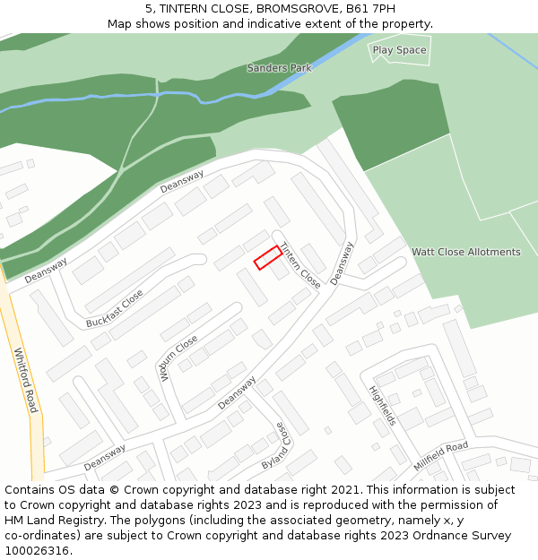 5, TINTERN CLOSE, BROMSGROVE, B61 7PH: Location map and indicative extent of plot