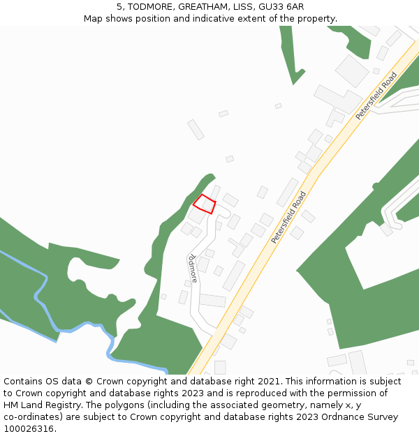 5, TODMORE, GREATHAM, LISS, GU33 6AR: Location map and indicative extent of plot