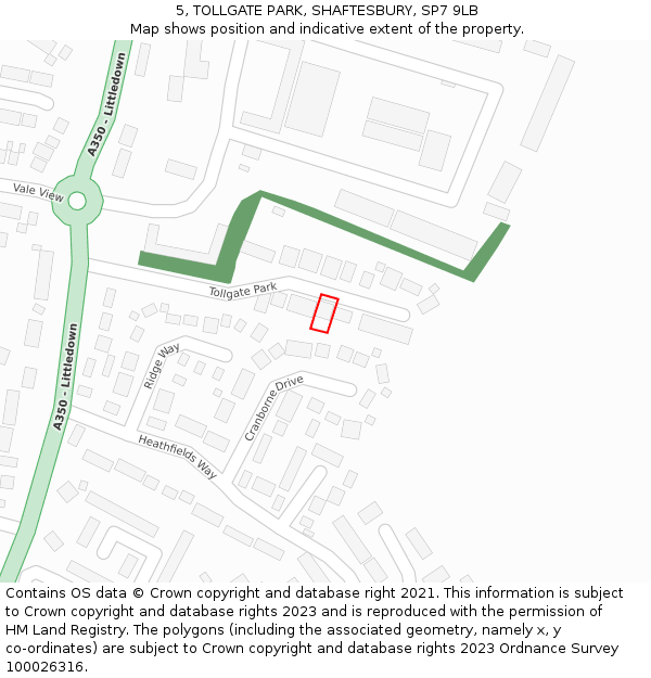 5, TOLLGATE PARK, SHAFTESBURY, SP7 9LB: Location map and indicative extent of plot