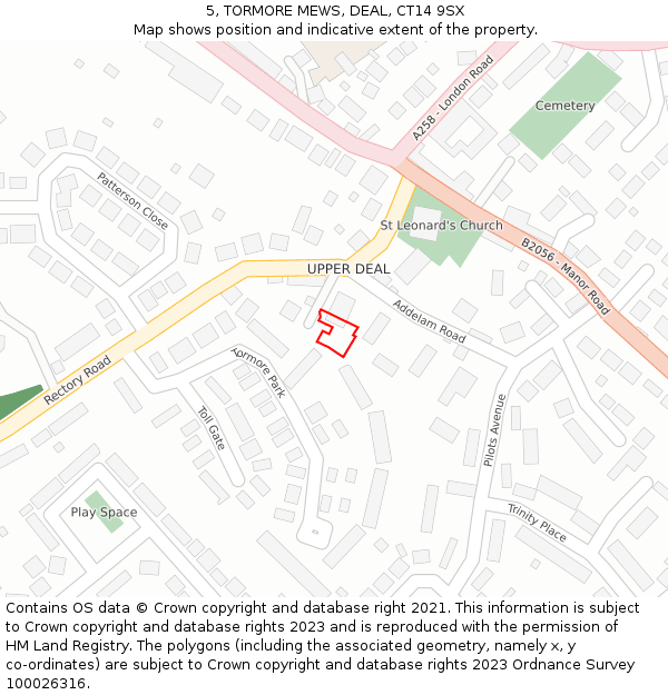 5, TORMORE MEWS, DEAL, CT14 9SX: Location map and indicative extent of plot