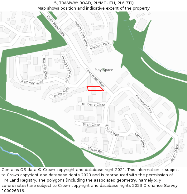 5, TRAMWAY ROAD, PLYMOUTH, PL6 7TQ: Location map and indicative extent of plot