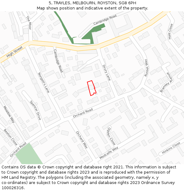 5, TRAYLES, MELBOURN, ROYSTON, SG8 6PH: Location map and indicative extent of plot