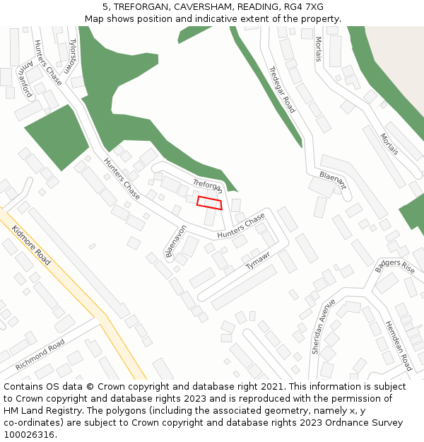 5, TREFORGAN, CAVERSHAM, READING, RG4 7XG: Location map and indicative extent of plot