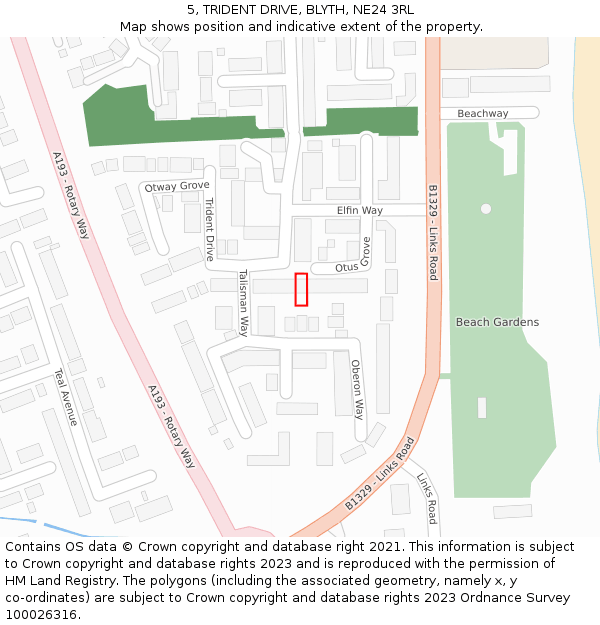 5, TRIDENT DRIVE, BLYTH, NE24 3RL: Location map and indicative extent of plot