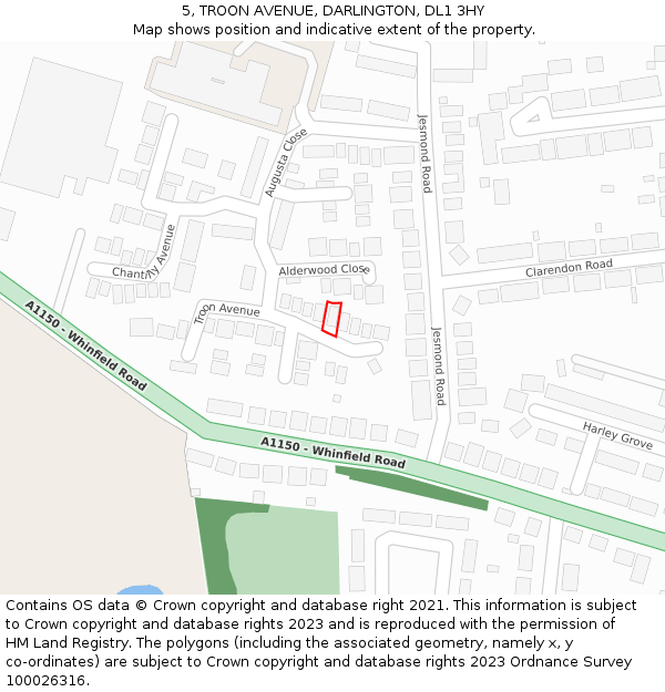 5, TROON AVENUE, DARLINGTON, DL1 3HY: Location map and indicative extent of plot