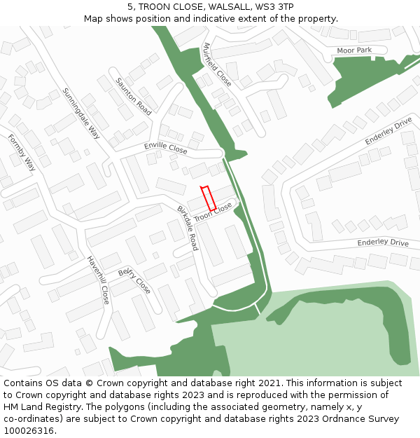5, TROON CLOSE, WALSALL, WS3 3TP: Location map and indicative extent of plot