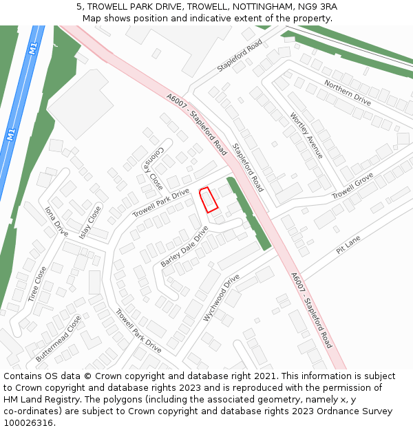 5, TROWELL PARK DRIVE, TROWELL, NOTTINGHAM, NG9 3RA: Location map and indicative extent of plot