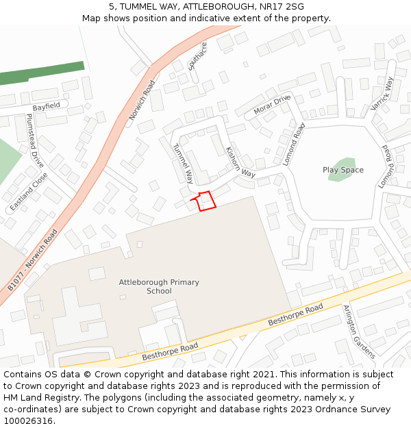 5, TUMMEL WAY, ATTLEBOROUGH, NR17 2SG: Location map and indicative extent of plot