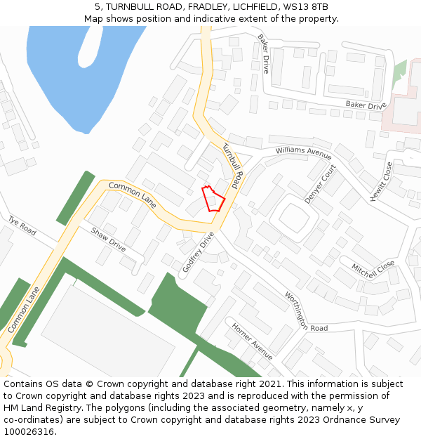 5, TURNBULL ROAD, FRADLEY, LICHFIELD, WS13 8TB: Location map and indicative extent of plot