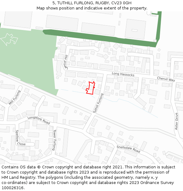 5, TUTHILL FURLONG, RUGBY, CV23 0GH: Location map and indicative extent of plot