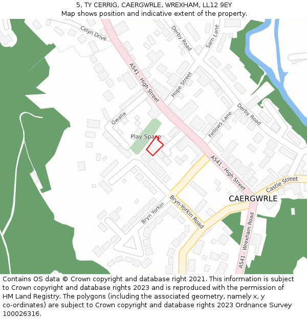 5, TY CERRIG, CAERGWRLE, WREXHAM, LL12 9EY: Location map and indicative extent of plot