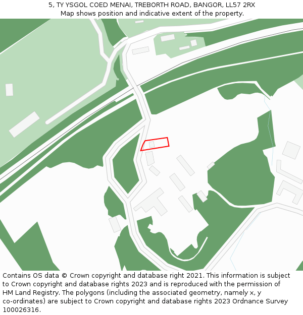 5, TY YSGOL COED MENAI, TREBORTH ROAD, BANGOR, LL57 2RX: Location map and indicative extent of plot