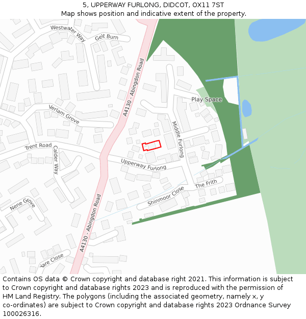5, UPPERWAY FURLONG, DIDCOT, OX11 7ST: Location map and indicative extent of plot