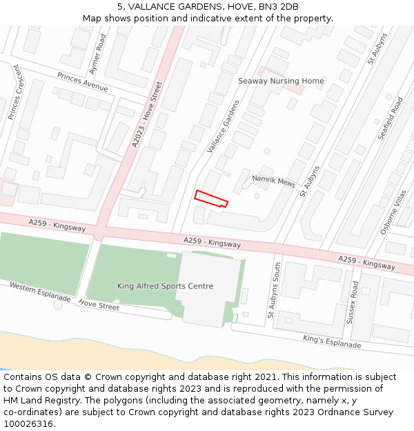 5, VALLANCE GARDENS, HOVE, BN3 2DB: Location map and indicative extent of plot