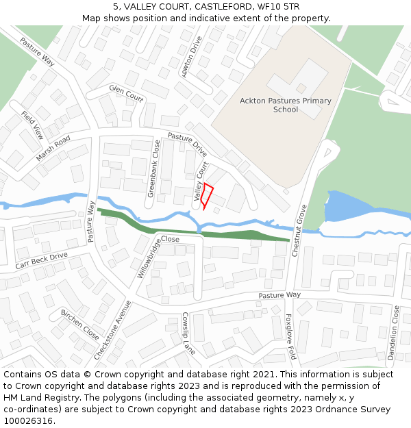 5, VALLEY COURT, CASTLEFORD, WF10 5TR: Location map and indicative extent of plot