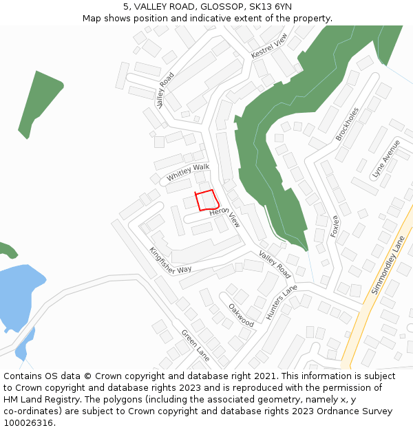 5, VALLEY ROAD, GLOSSOP, SK13 6YN: Location map and indicative extent of plot