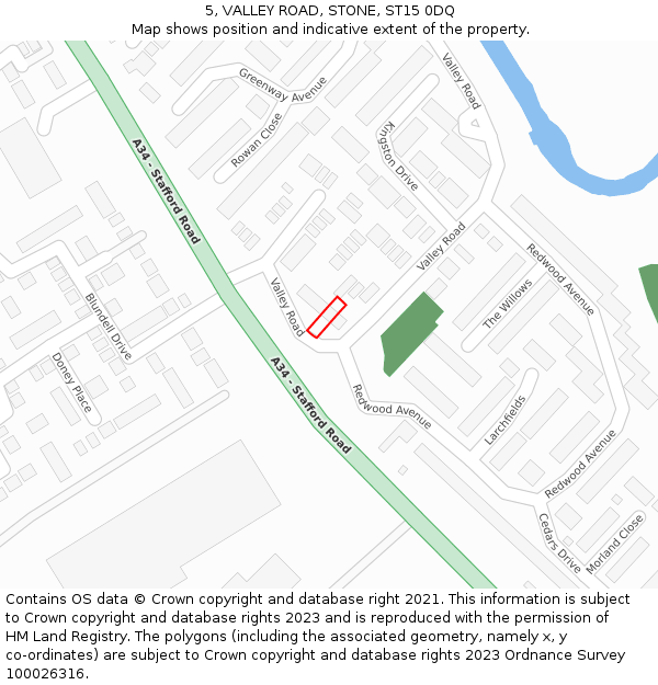 5, VALLEY ROAD, STONE, ST15 0DQ: Location map and indicative extent of plot