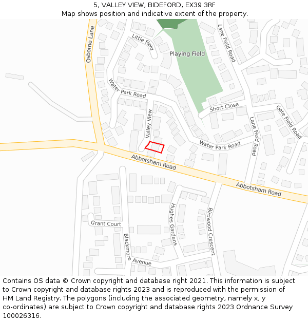 5, VALLEY VIEW, BIDEFORD, EX39 3RF: Location map and indicative extent of plot