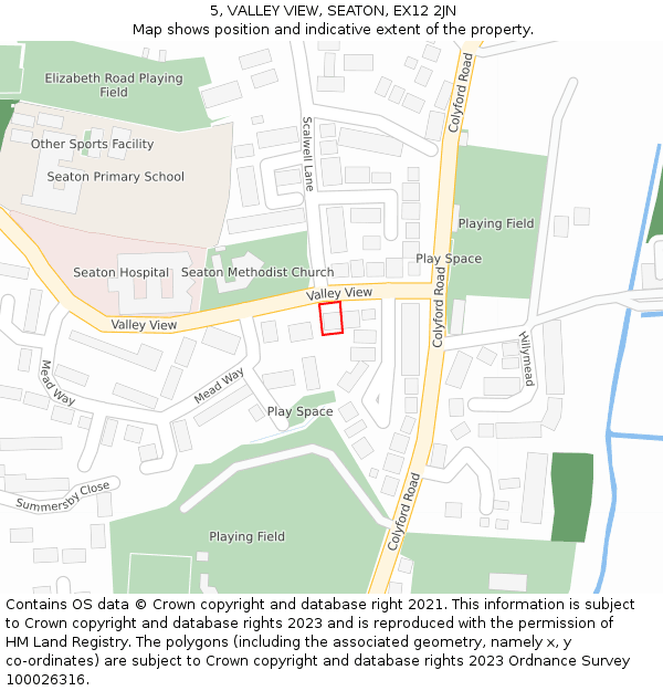 5, VALLEY VIEW, SEATON, EX12 2JN: Location map and indicative extent of plot