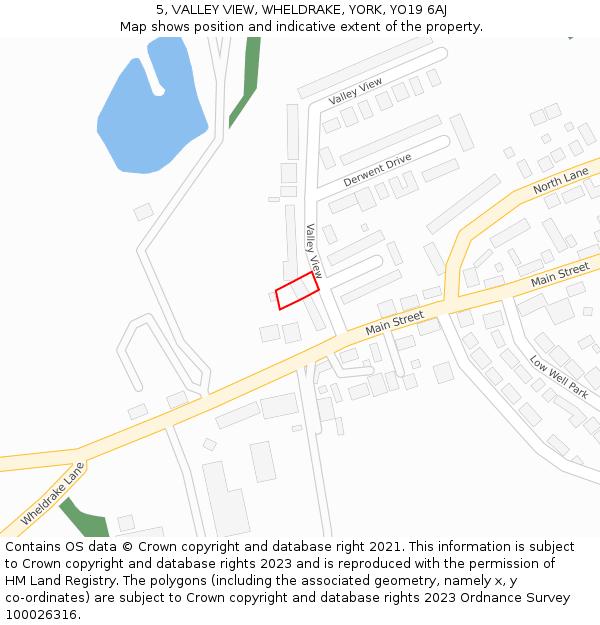 5, VALLEY VIEW, WHELDRAKE, YORK, YO19 6AJ: Location map and indicative extent of plot