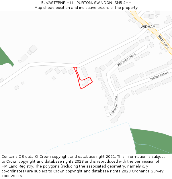 5, VASTERNE HILL, PURTON, SWINDON, SN5 4HH: Location map and indicative extent of plot