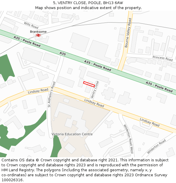5, VENTRY CLOSE, POOLE, BH13 6AW: Location map and indicative extent of plot