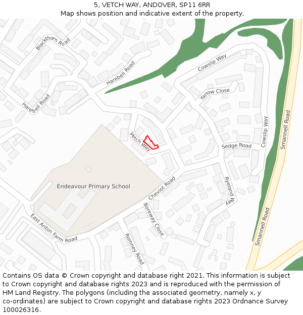 5, VETCH WAY, ANDOVER, SP11 6RR: Location map and indicative extent of plot