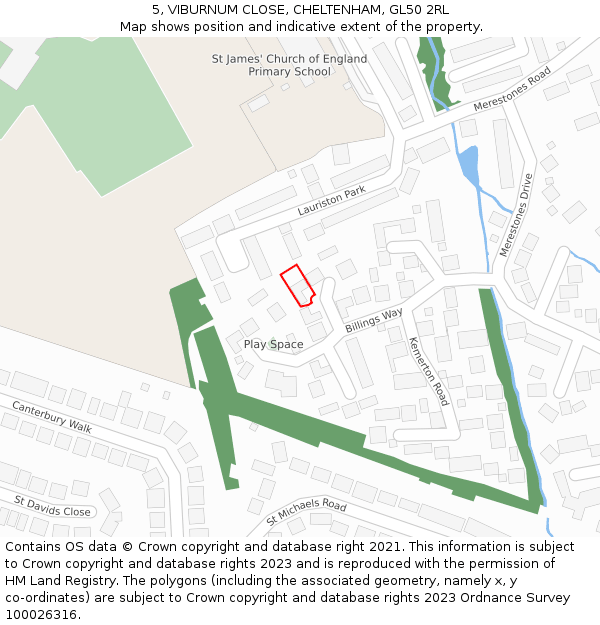 5, VIBURNUM CLOSE, CHELTENHAM, GL50 2RL: Location map and indicative extent of plot