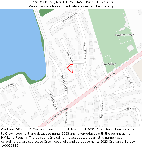 5, VICTOR DRIVE, NORTH HYKEHAM, LINCOLN, LN6 9SD: Location map and indicative extent of plot