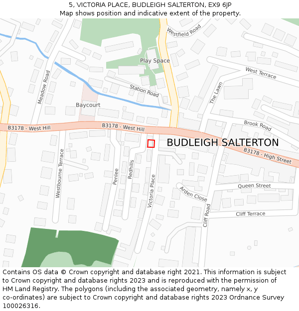 5, VICTORIA PLACE, BUDLEIGH SALTERTON, EX9 6JP: Location map and indicative extent of plot