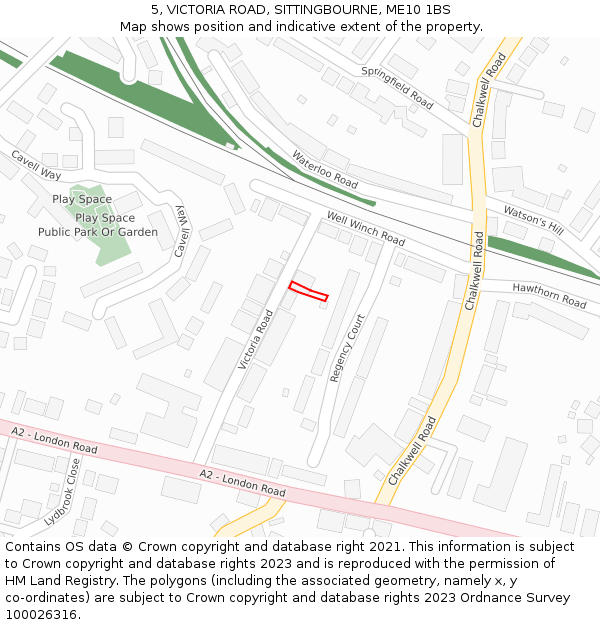 5, VICTORIA ROAD, SITTINGBOURNE, ME10 1BS: Location map and indicative extent of plot