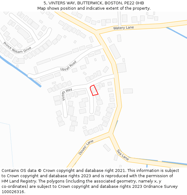 5, VINTERS WAY, BUTTERWICK, BOSTON, PE22 0HB: Location map and indicative extent of plot