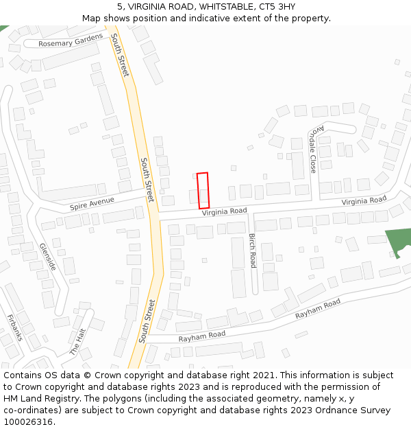 5, VIRGINIA ROAD, WHITSTABLE, CT5 3HY: Location map and indicative extent of plot