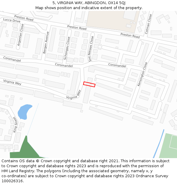 5, VIRGINIA WAY, ABINGDON, OX14 5QJ: Location map and indicative extent of plot