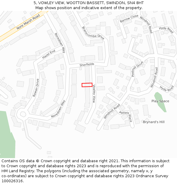 5, VOWLEY VIEW, WOOTTON BASSETT, SWINDON, SN4 8HT: Location map and indicative extent of plot