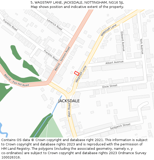 5, WAGSTAFF LANE, JACKSDALE, NOTTINGHAM, NG16 5JL: Location map and indicative extent of plot