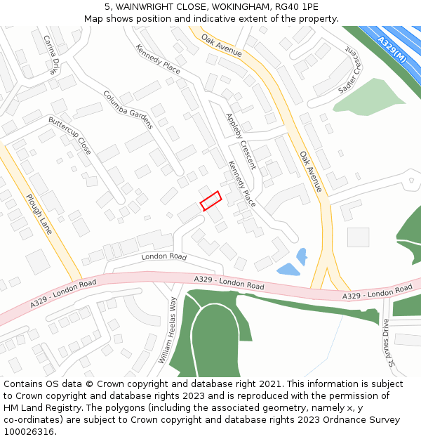 5, WAINWRIGHT CLOSE, WOKINGHAM, RG40 1PE: Location map and indicative extent of plot