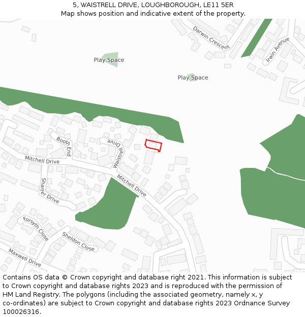 5, WAISTRELL DRIVE, LOUGHBOROUGH, LE11 5ER: Location map and indicative extent of plot