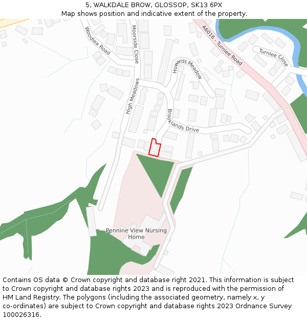 5, WALKDALE BROW, GLOSSOP, SK13 6PX: Location map and indicative extent of plot