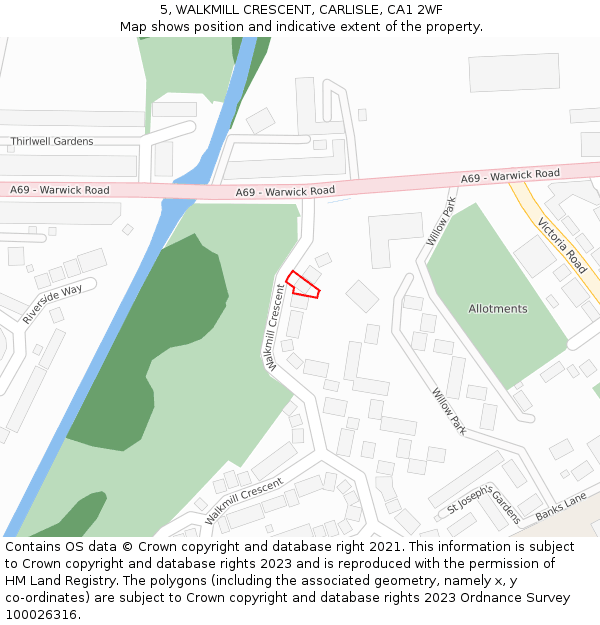 5, WALKMILL CRESCENT, CARLISLE, CA1 2WF: Location map and indicative extent of plot