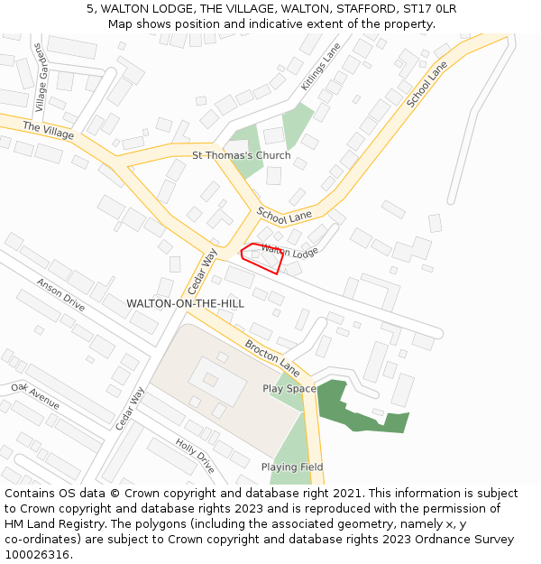 5, WALTON LODGE, THE VILLAGE, WALTON, STAFFORD, ST17 0LR: Location map and indicative extent of plot