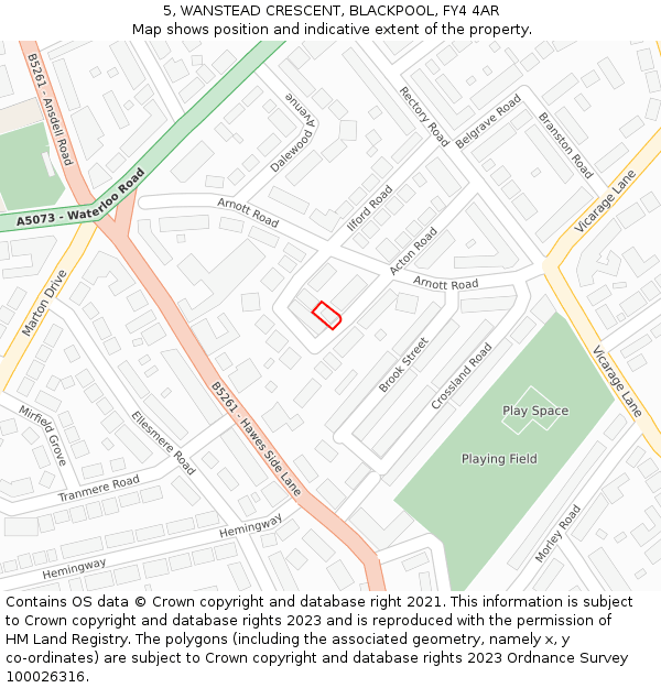 5, WANSTEAD CRESCENT, BLACKPOOL, FY4 4AR: Location map and indicative extent of plot