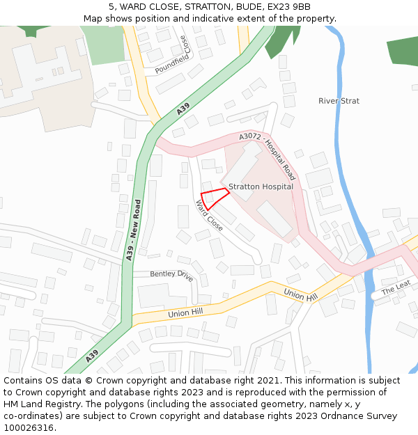 5, WARD CLOSE, STRATTON, BUDE, EX23 9BB: Location map and indicative extent of plot