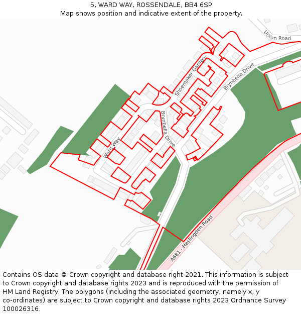 5, WARD WAY, ROSSENDALE, BB4 6SP: Location map and indicative extent of plot