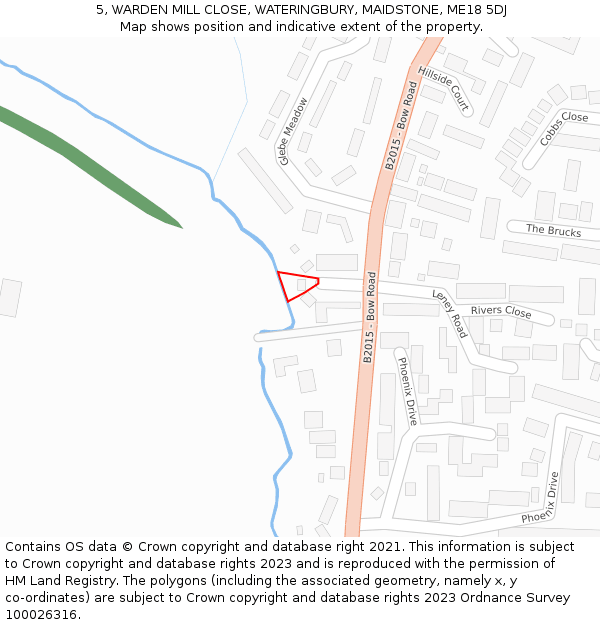 5, WARDEN MILL CLOSE, WATERINGBURY, MAIDSTONE, ME18 5DJ: Location map and indicative extent of plot