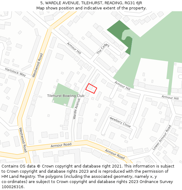 5, WARDLE AVENUE, TILEHURST, READING, RG31 6JR: Location map and indicative extent of plot