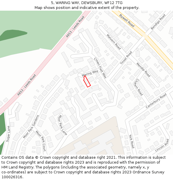 5, WARING WAY, DEWSBURY, WF12 7TG: Location map and indicative extent of plot