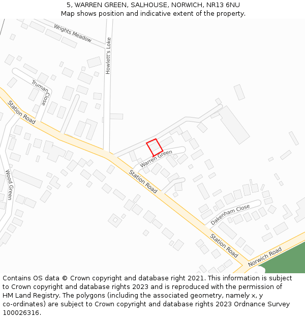 5, WARREN GREEN, SALHOUSE, NORWICH, NR13 6NU: Location map and indicative extent of plot