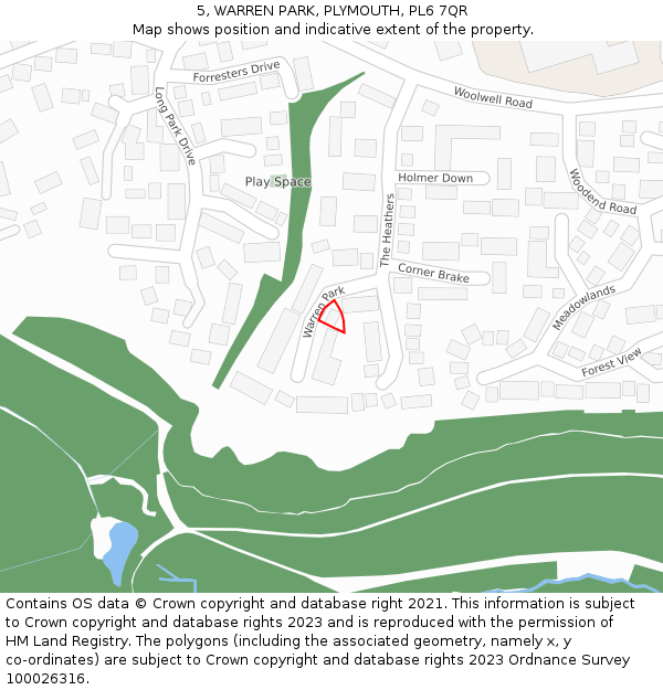 5, WARREN PARK, PLYMOUTH, PL6 7QR: Location map and indicative extent of plot