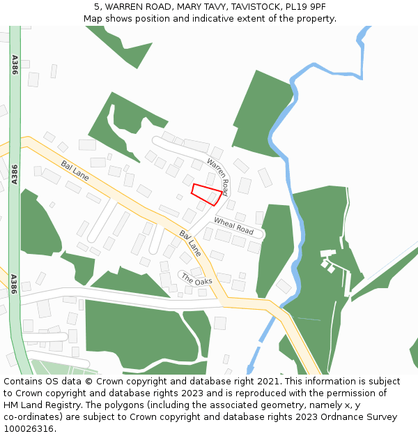 5, WARREN ROAD, MARY TAVY, TAVISTOCK, PL19 9PF: Location map and indicative extent of plot